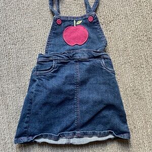 Vintage Denim Kids Overall with Pink Apple